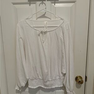Anthropologie Cream Textured Blouse